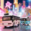 Pink and white toy bus children's educational early education simulation bus model Specification image